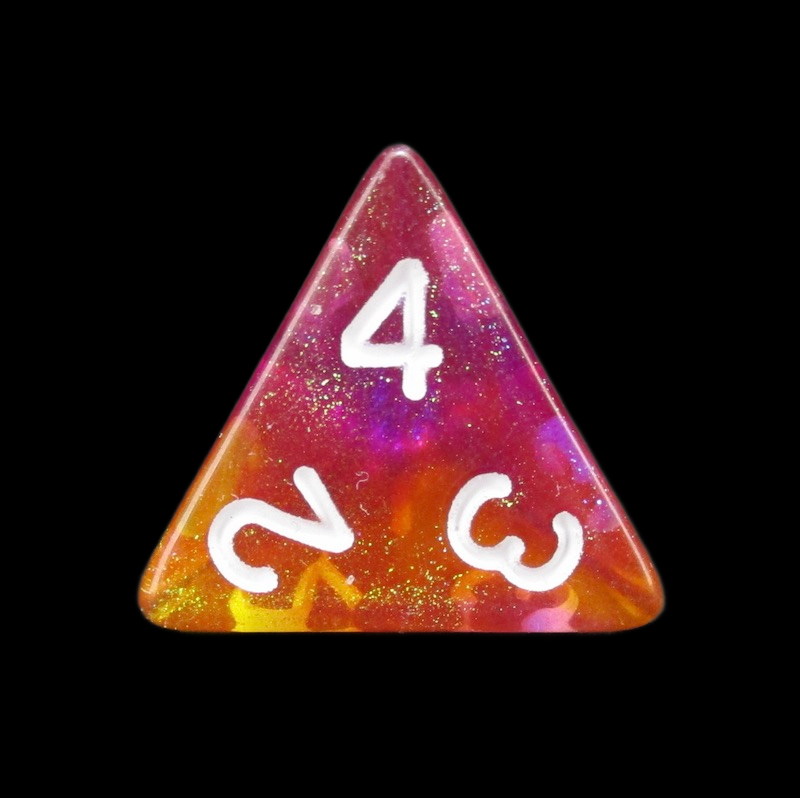 TDSO Light Reactive Orange & Purple with White D4 Dice