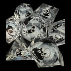 TDSO Liquid Core Black Cat With Silver 7 Dice Polyset