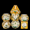 TDSO Liquid Core Gold Green With Silver 7 Dice Polyset