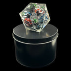 TDSO Liquid Core Grey 'Moving Skulls' LARGE 55mm D20 Dice