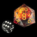 TDSO Liquid Core Red Flaming Skull JUMBO 34mm D20 Dice