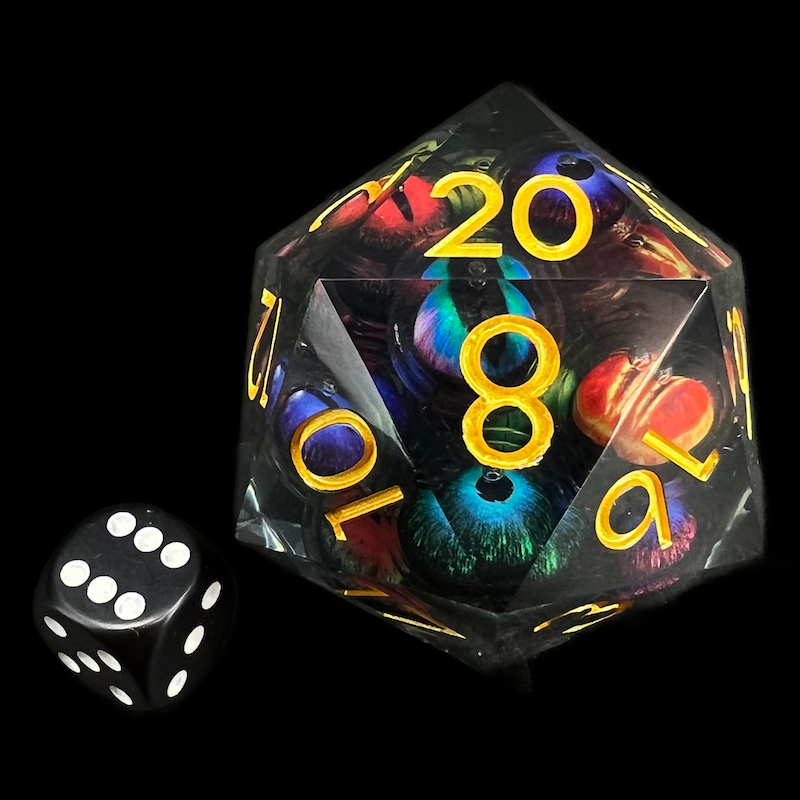 TDSO Liquid Core Shoggoth Junior 'Mass of Moving Eyes' HUGE 55mm D20 Dice