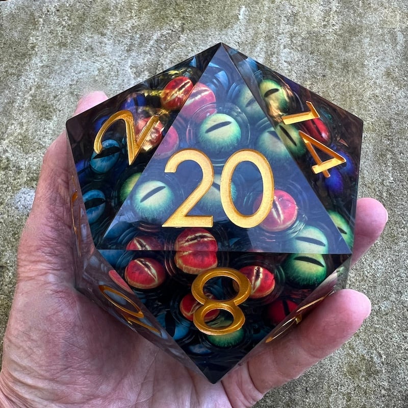 TDSO Liquid Core Shoggoth 'Mass of Moving Eyes' MASSIVE 85mm D20 Dice