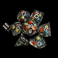 TDSO Liquid Core 'Moving Skulls' with Gold JUMBO 7 Dice Polyset