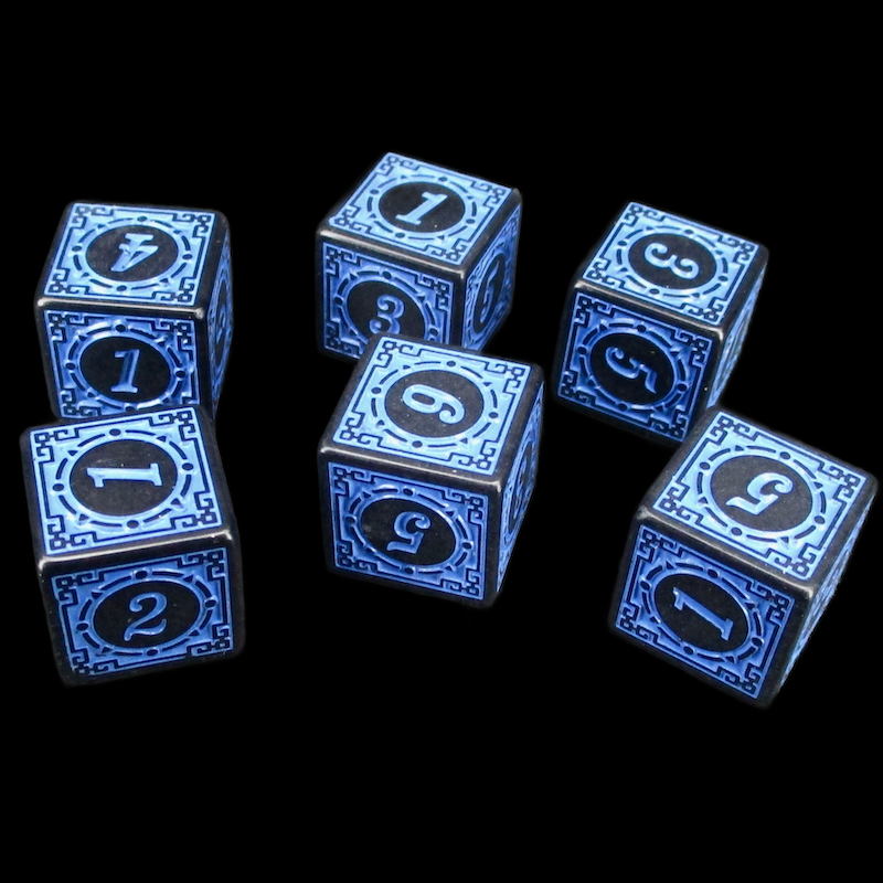 TDSO Magic Burst Black & Blue 6 X D6 Dice Set