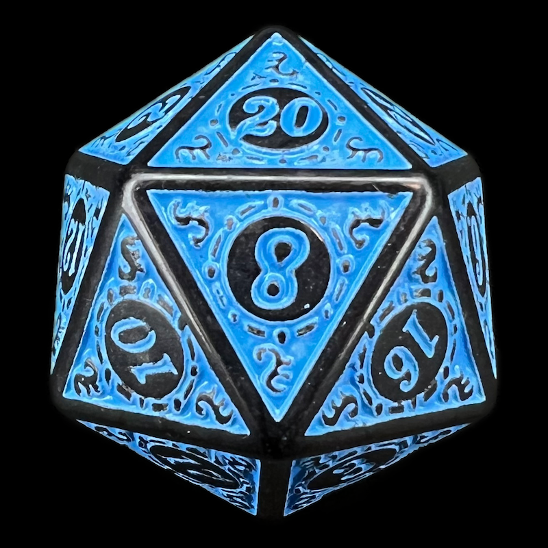 TDSO Magic Burst Black & Blue D20 Dice