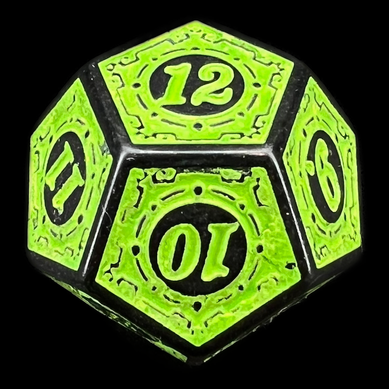 TDSO Magic Burst Black & Green D12 Dice