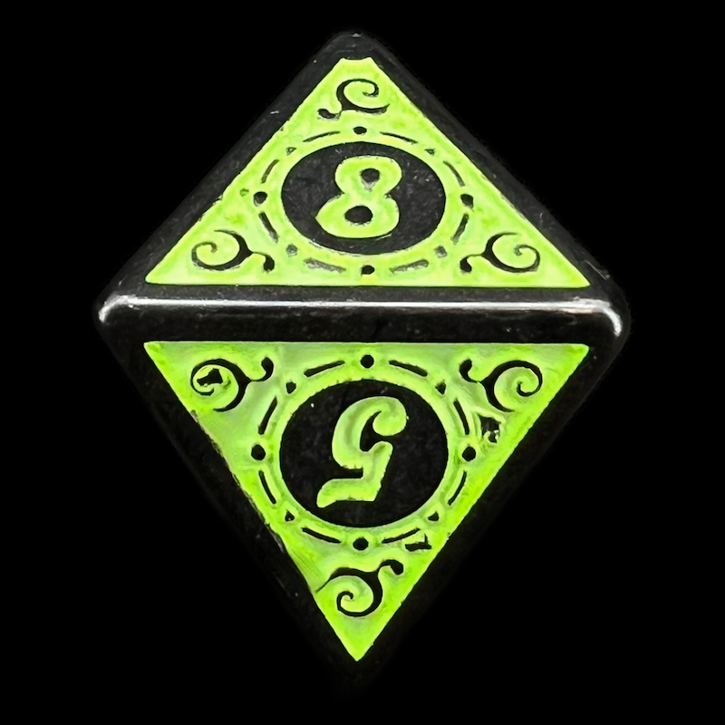 TDSO Magic Burst Black & Green D8 Dice