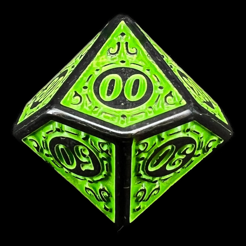 TDSO Magic Burst Black & Green Percentile Dice
