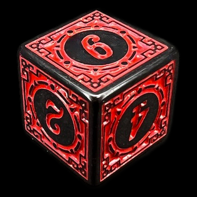 TDSO Magic Burst Black & Red D6 Dice
