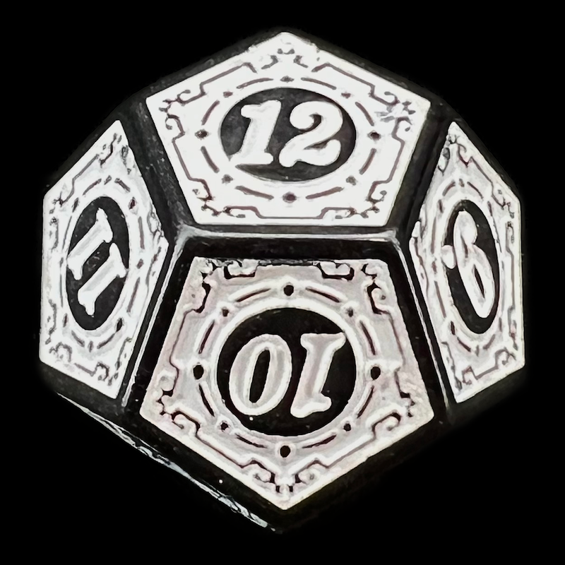 TDSO Magic Burst Black & White D12 Dice