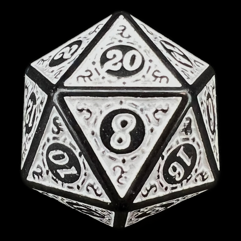 TDSO Magic Burst Black & White D20 Dice