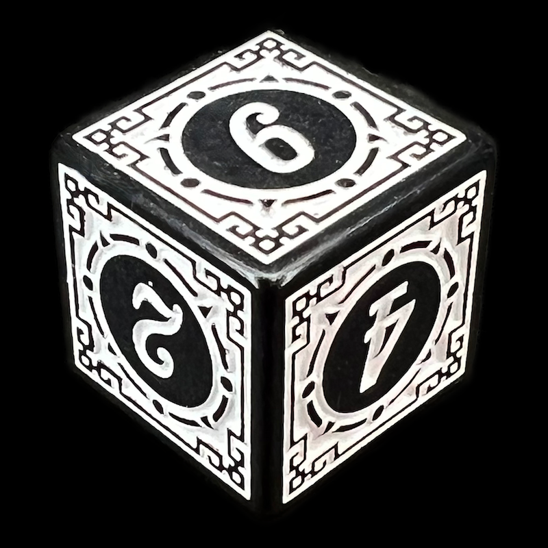 TDSO Magic Burst Black & White D6 Dice