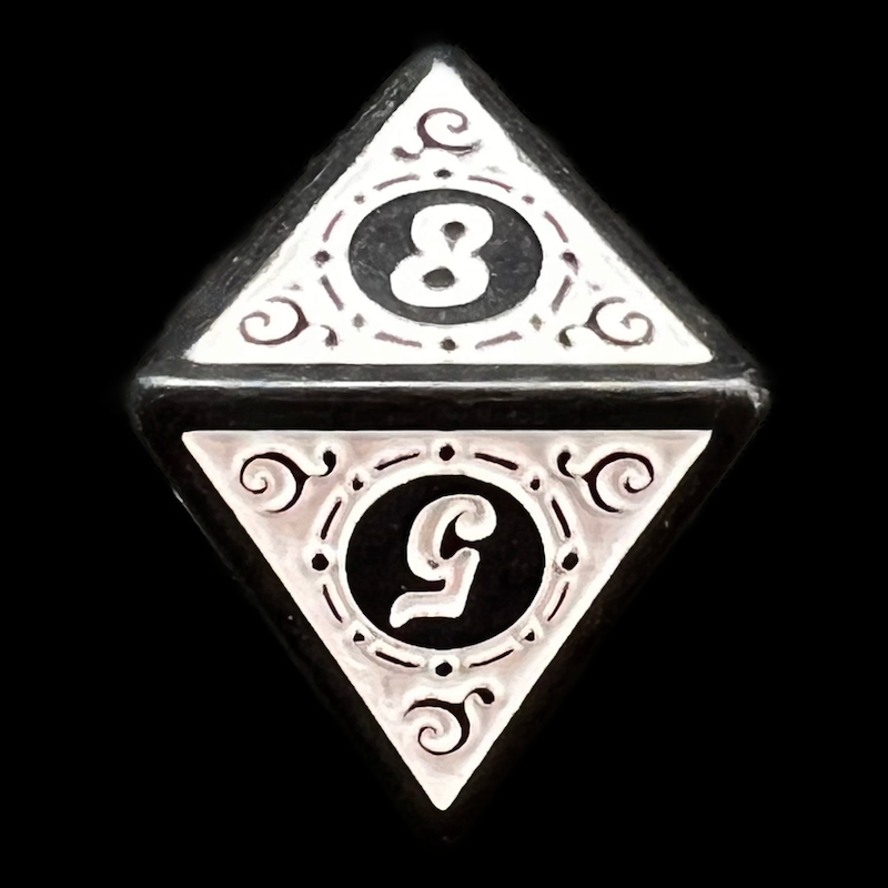 TDSO Magic Burst Black & White D8 Dice