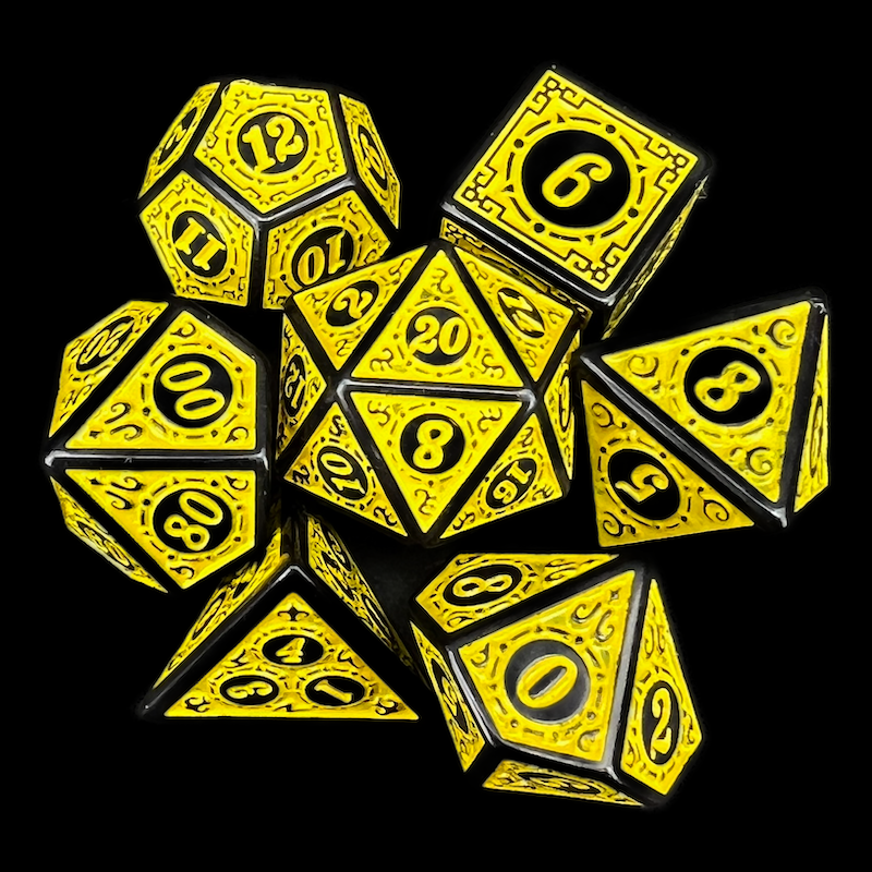 TDSO Magic Burst Black & Yellow 7 Dice Polyset