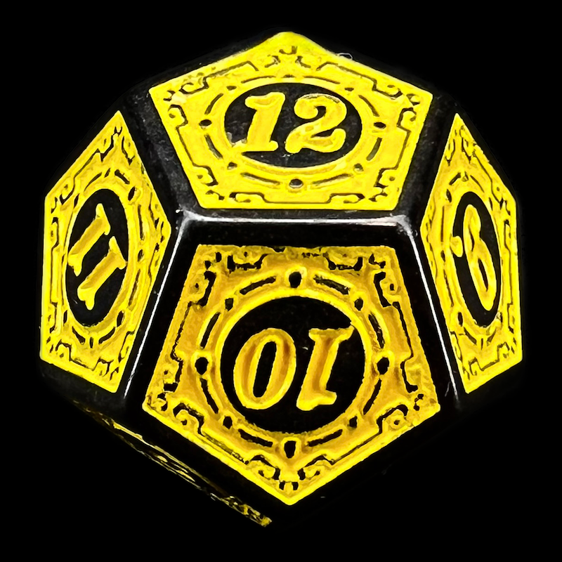 TDSO Magic Burst Black & Yellow D12 Dice