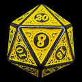 TDSO Magic Burst Black & Yellow D20 Dice
