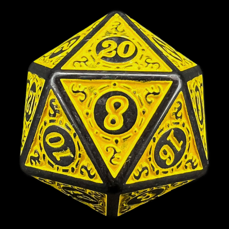 TDSO Magic Burst Black & Yellow D20 Dice