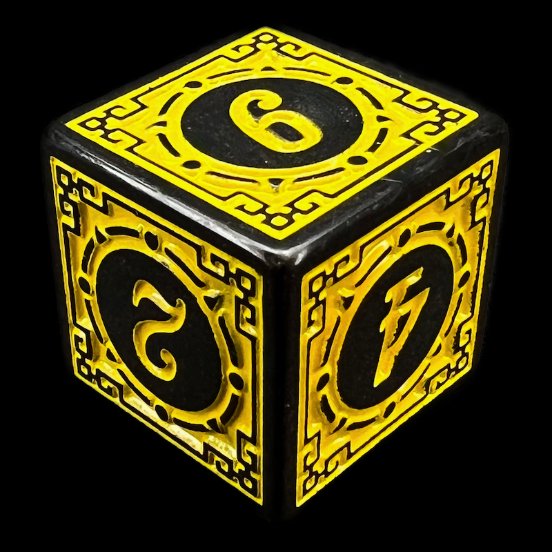 TDSO Magic Burst Black & Yellow D6 Dice