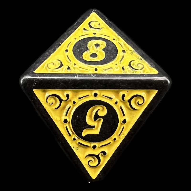 TDSO Magic Burst Black & Yellow D8 Dice