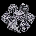 TDSO Magic Missile Black & White With Shard D4 7 Dice Polyset