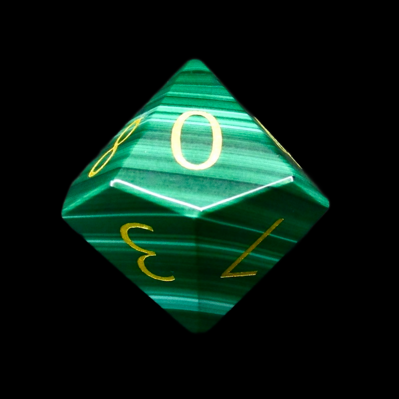 TDSO Gemstone Malachite & Gold D10 Dice