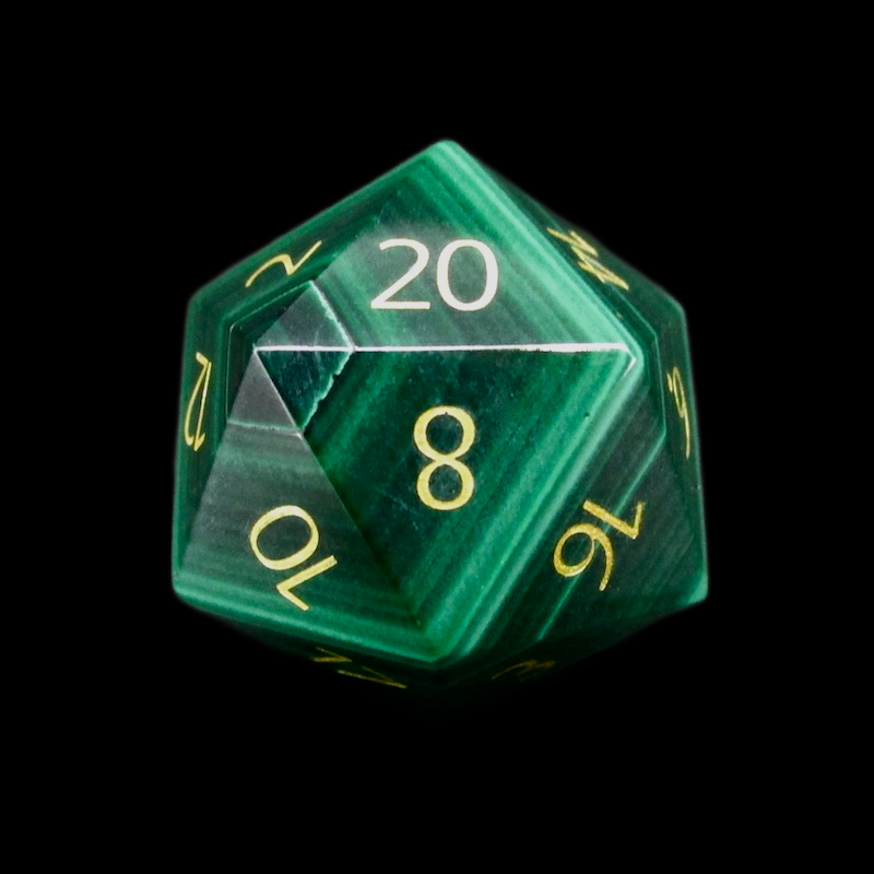 TDSO Gemstone Malachite & Gold D20 Dice
