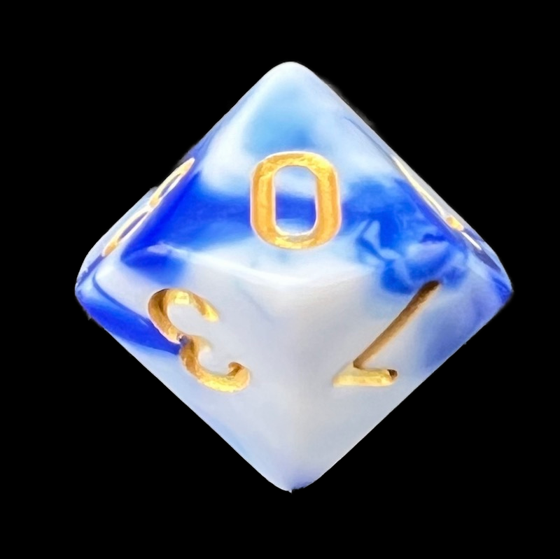 TDSO Marble Blue & White D10 Dice
