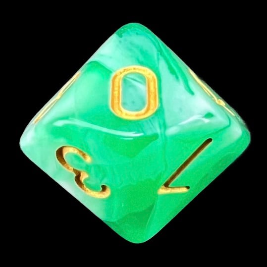 TDSO Marble Bright Green & White D10 Dice
