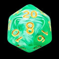 TDSO Marble Bright Green & White D20 Dice