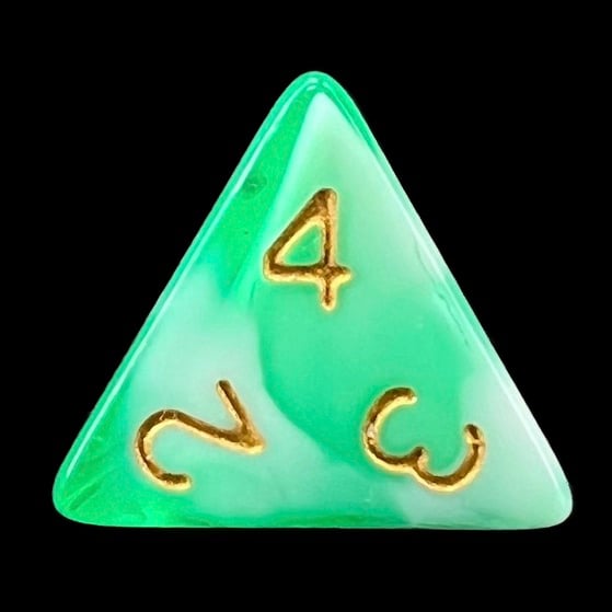 TDSO Marble Bright Green & White D4 Dice