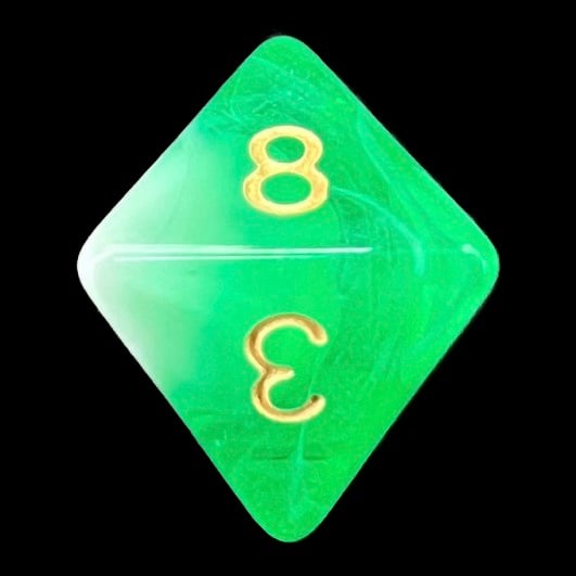 TDSO Marble Bright Green & White D8 Dice