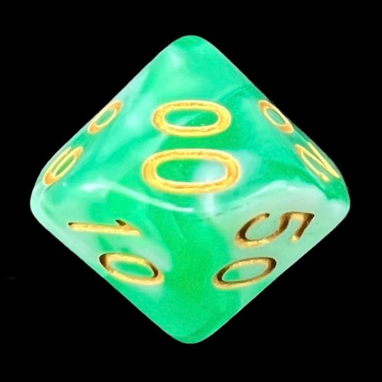 TDSO Marble Bright Green & White Percentile Dice
