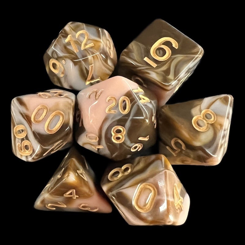 TDSO Marble Coffee & Cream 7 Dice Polyset