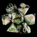 TDSO Marble Dark Green & White 7 Dice Polyset