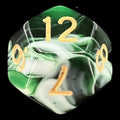 TDSO Marble Dark Green & White D12 Dice