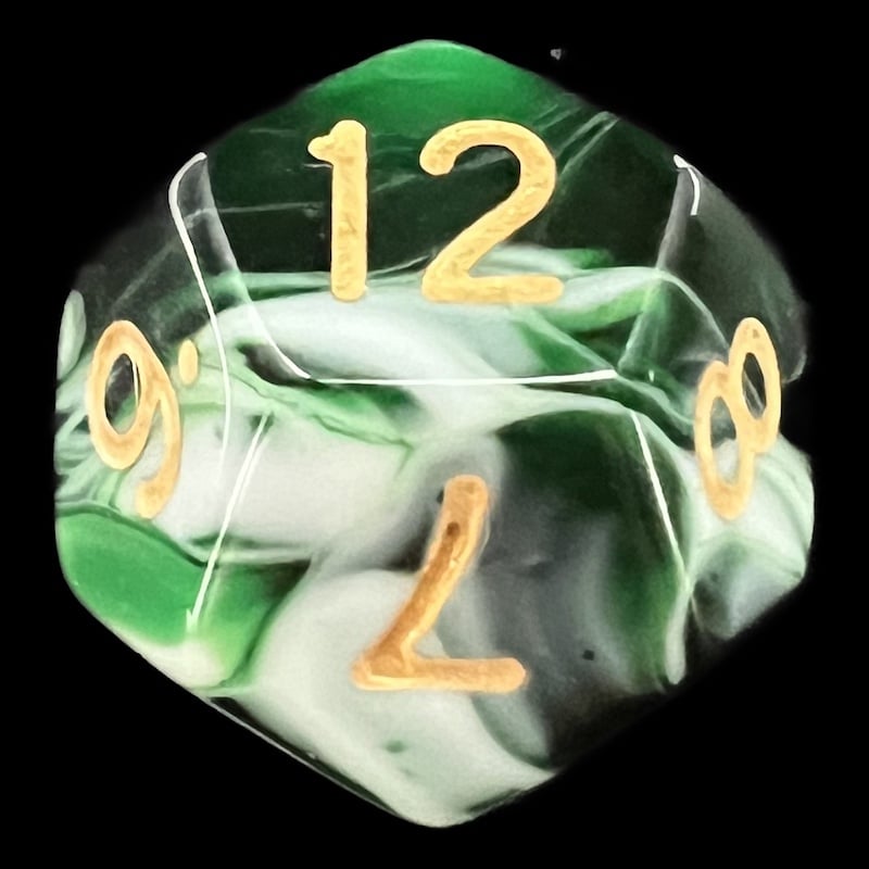 TDSO Marble Dark Green & White D12 Dice