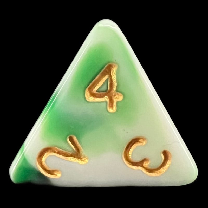 TDSO Marble Dark Green & White D4 Dice