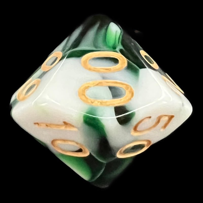 TDSO Marble Dark Green & White Percentile Dice