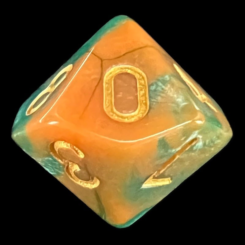 TDSO Marble Green & Orange D10 Dice