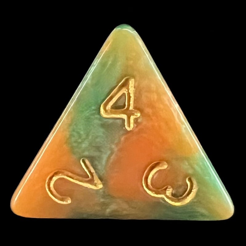 TDSO Marble Green & Orange D4 Dice