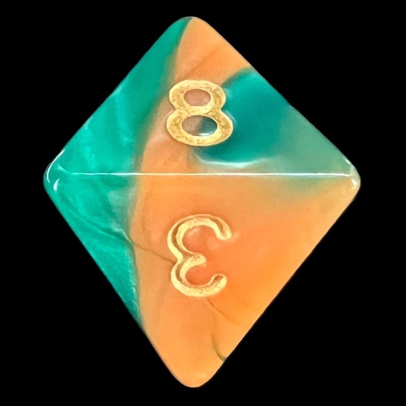 TDSO Marble Green & Orange D8 Dice