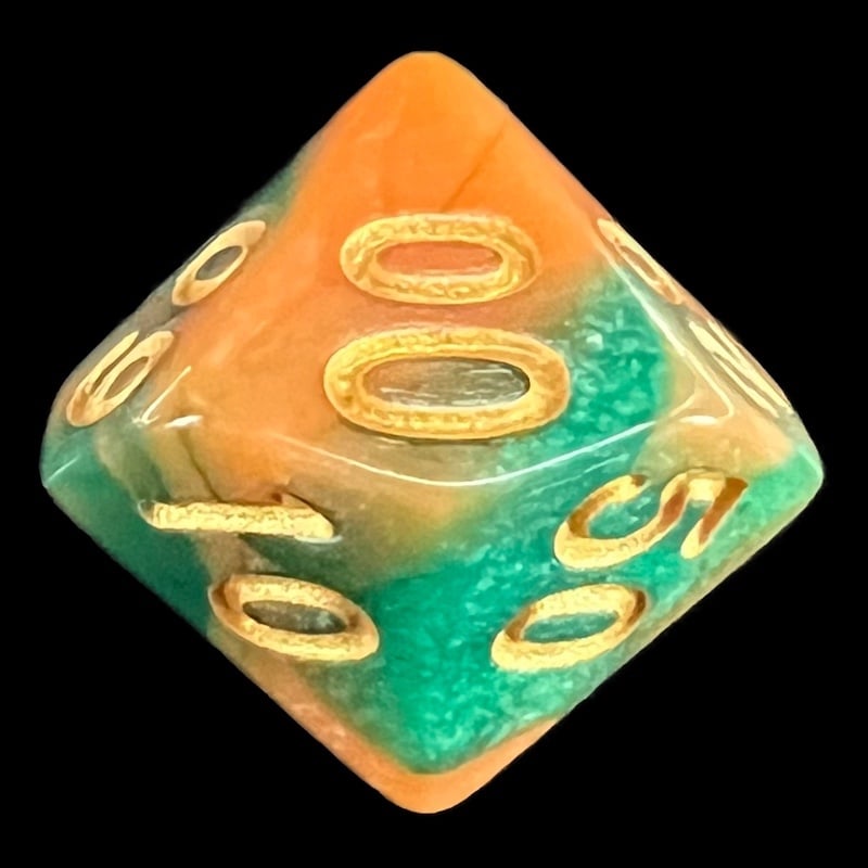 TDSO Marble Green & Orange Percentile Dice