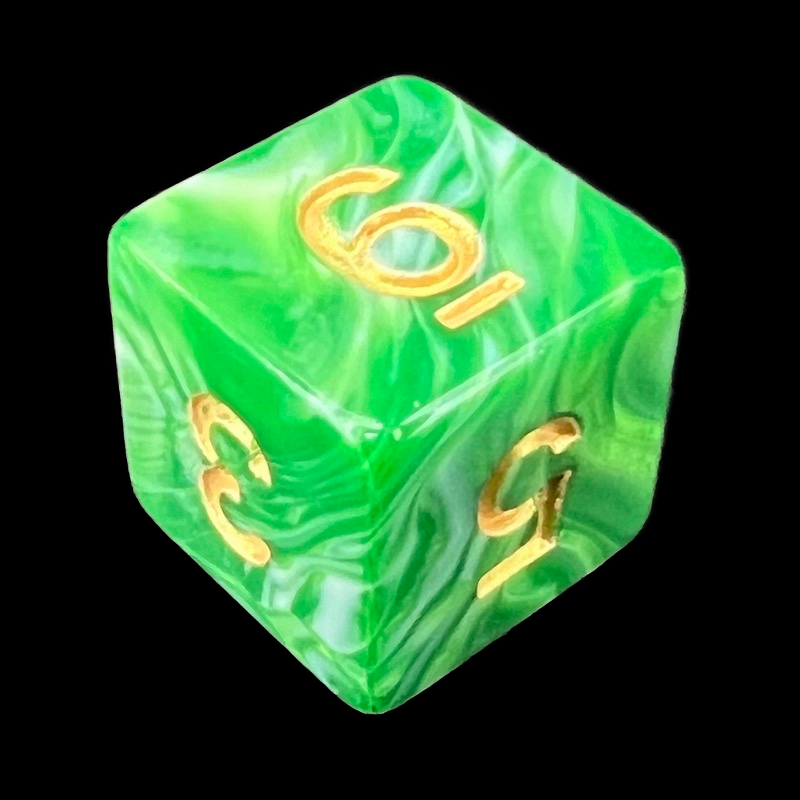TDSO Marble Green & White D6 Dice