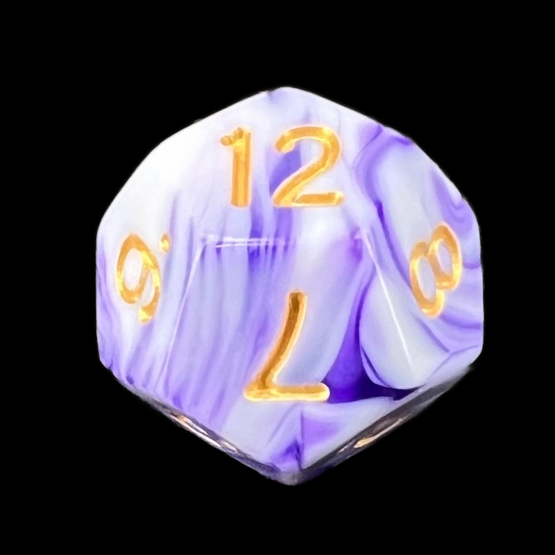 TDSO Marble Purple & White D12 Dice