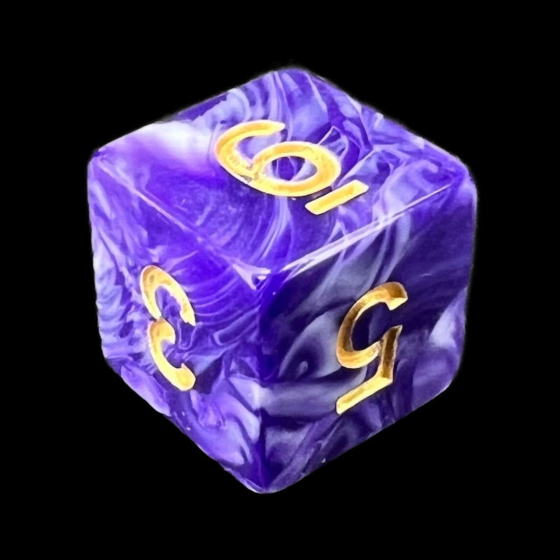 TDSO Marble Purple & White D6 Dice