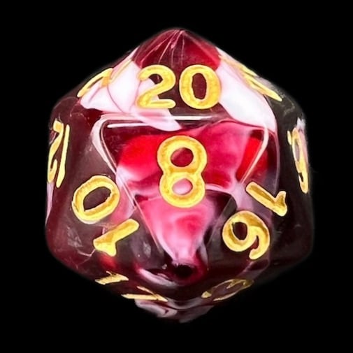 TDSO Marble Red & White D20 Dice