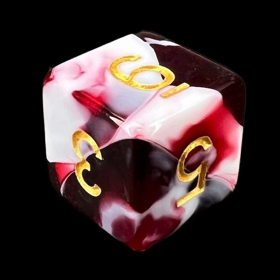 TDSO Marble Red & White D6 Dice