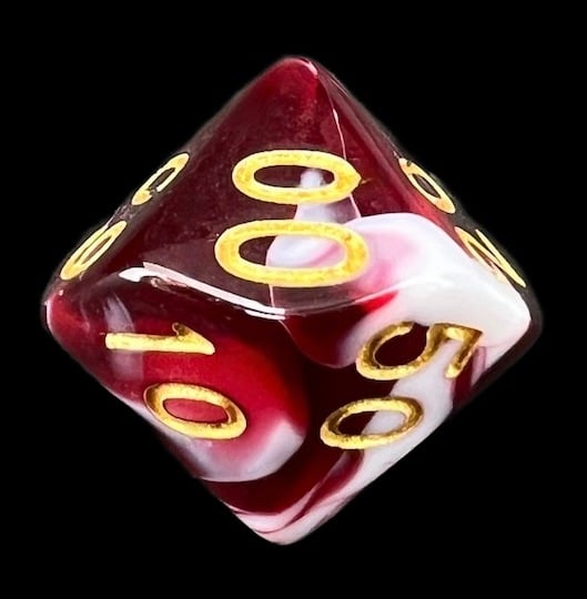 TDSO Marble Red & White Percentile Dice