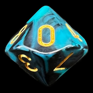 TDSO Marble Teal & Black D10 Dice